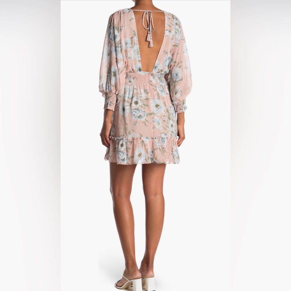 Lovestitch floral metallic dot chiffon dress